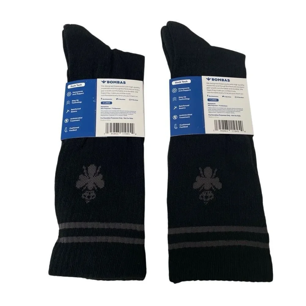 Bombas Men’s‎ Vintage Style Stripe Black Calf Socks Lot Of 2 Size XL